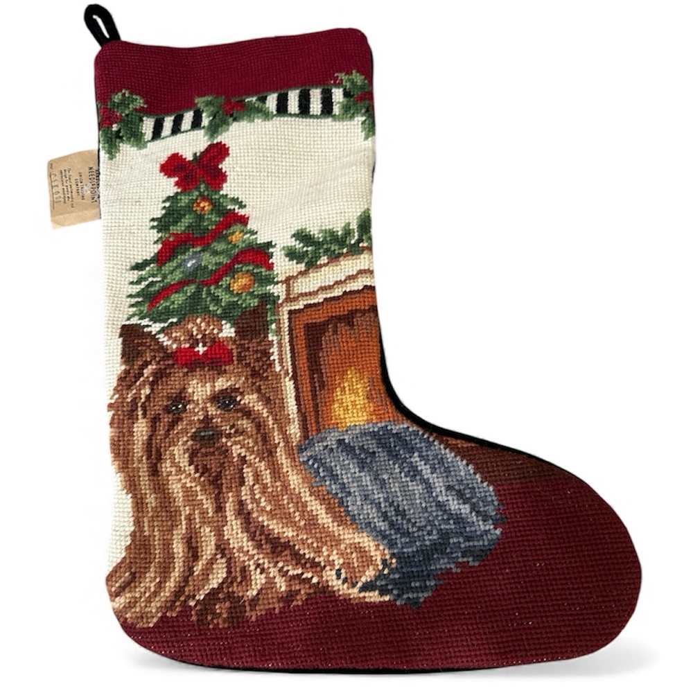 Yorkie Dog Christmas Stocking needlepoint Claws Collection new